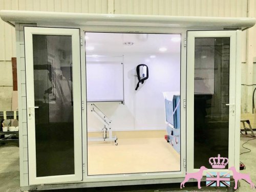 10x8 Groom pod with wood effect cladding in grey with a bespoke two tone conversion with extras