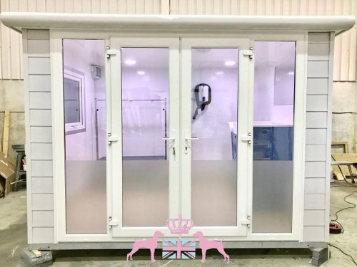 10x8 Groom pod with wood effect cladding in grey with a bespoke two tone conversion with extras