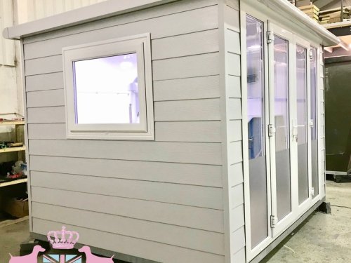 10x8 Groom pod with wood effect cladding in grey with a bespoke two tone conversion with extras