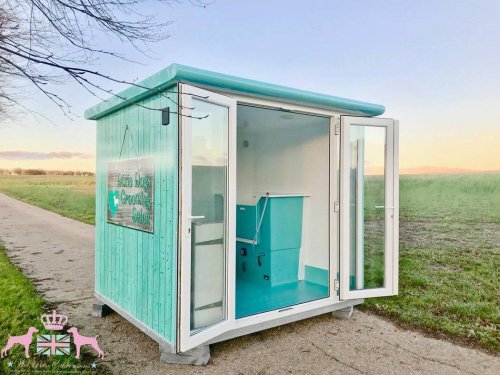 7x8ft Pod with a Bespoke conversion and Vinyl wrap in turquoise aged wood effect