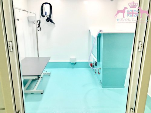 7x8ft Pod with a Bespoke conversion and Vinyl wrap in turquoise aged wood effect