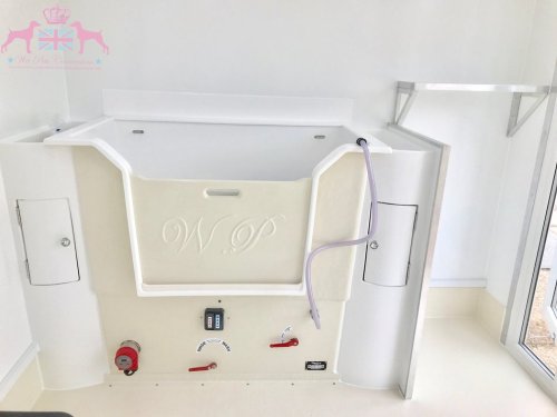 10x8 bespoke with black glazing frames, dog door and custom shelf