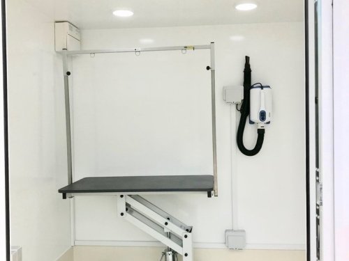 10x8 bespoke with black glazing frames, dog door and custom shelf