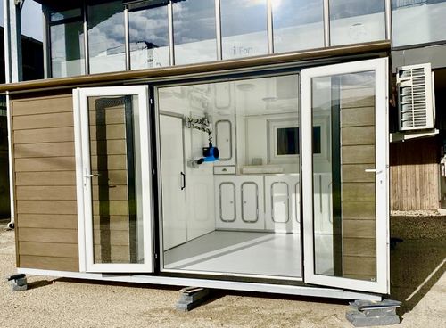 Large brown pod grey interior